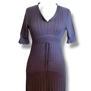 Peruvian Connection Womens Dress Sz Small Petite Gray Pima Cotton Pointelle Knit